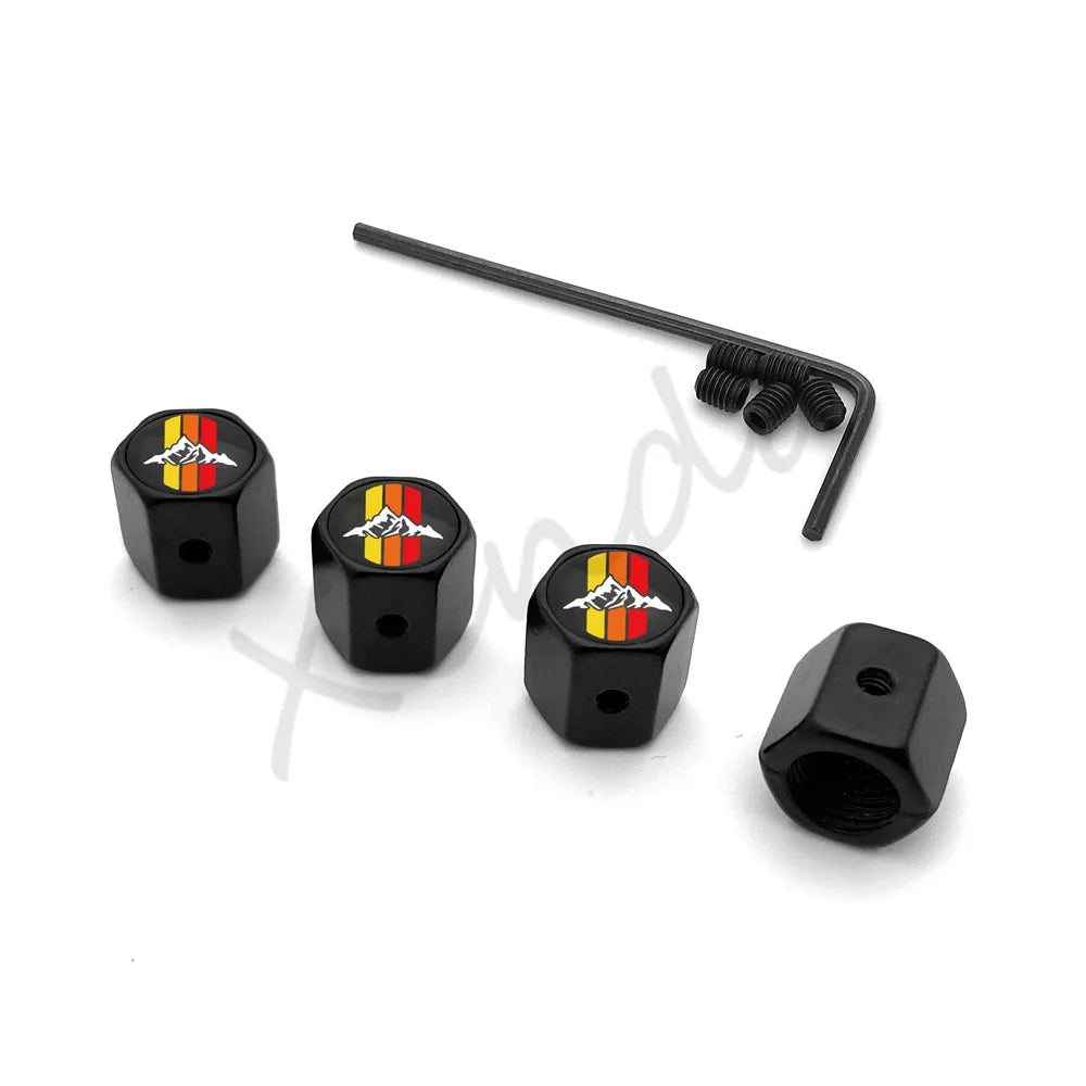 Tri-Color TRD Tire Valve Stem Caps for Toyota - 4-Piece Set