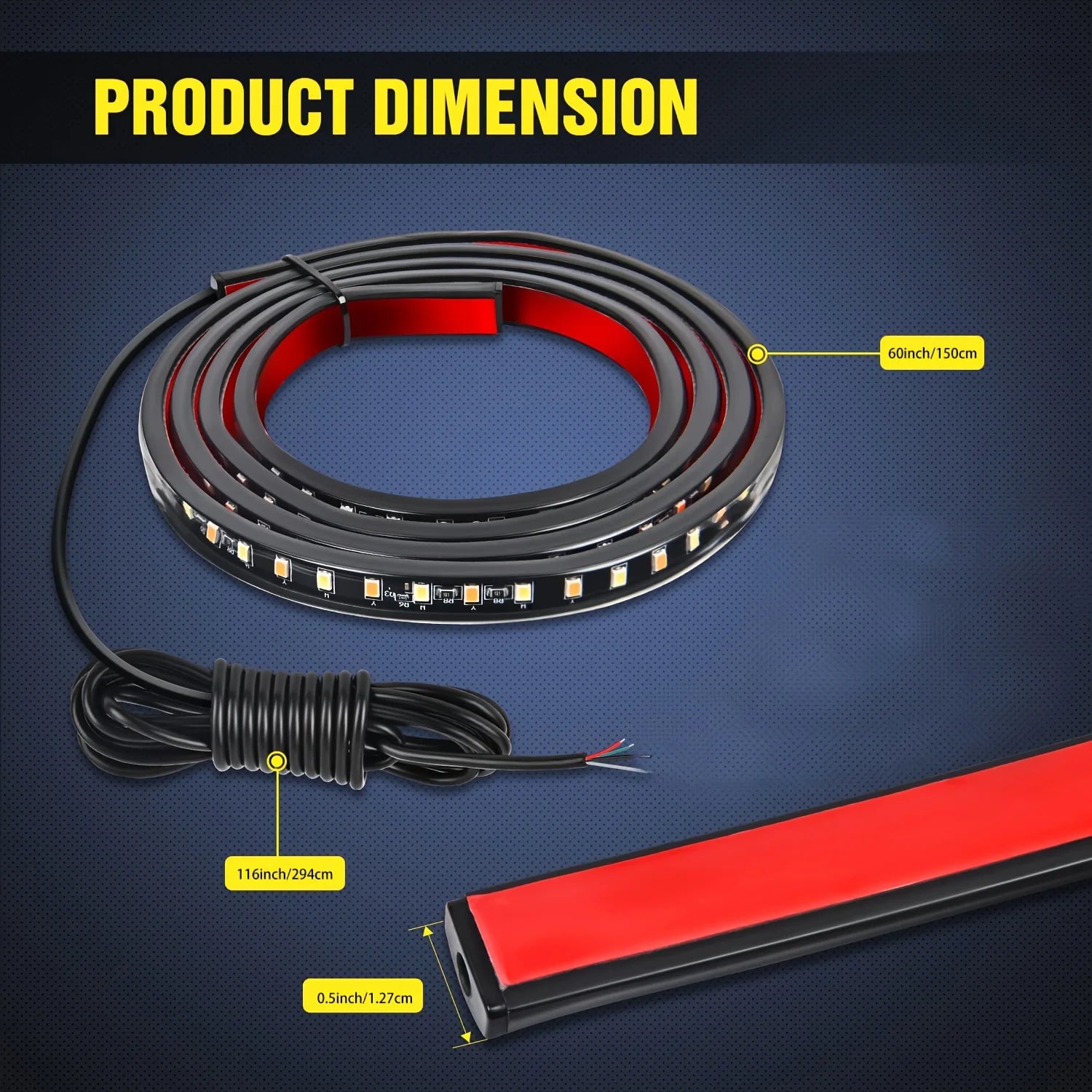 2pcs 180cm LED Running Board Lights - Amber Turn Signal & Side Marker for Trucks