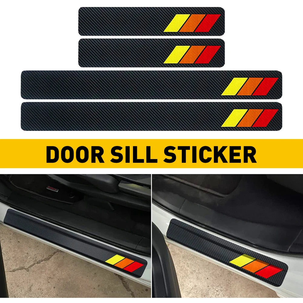 Carbon Fiber Door Sill Protector for Toyota - 4-Piece Sticker Set