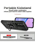 Samsung Galaxy Shockproof Case - Sliding Camera Cover & 360° Ring Stand