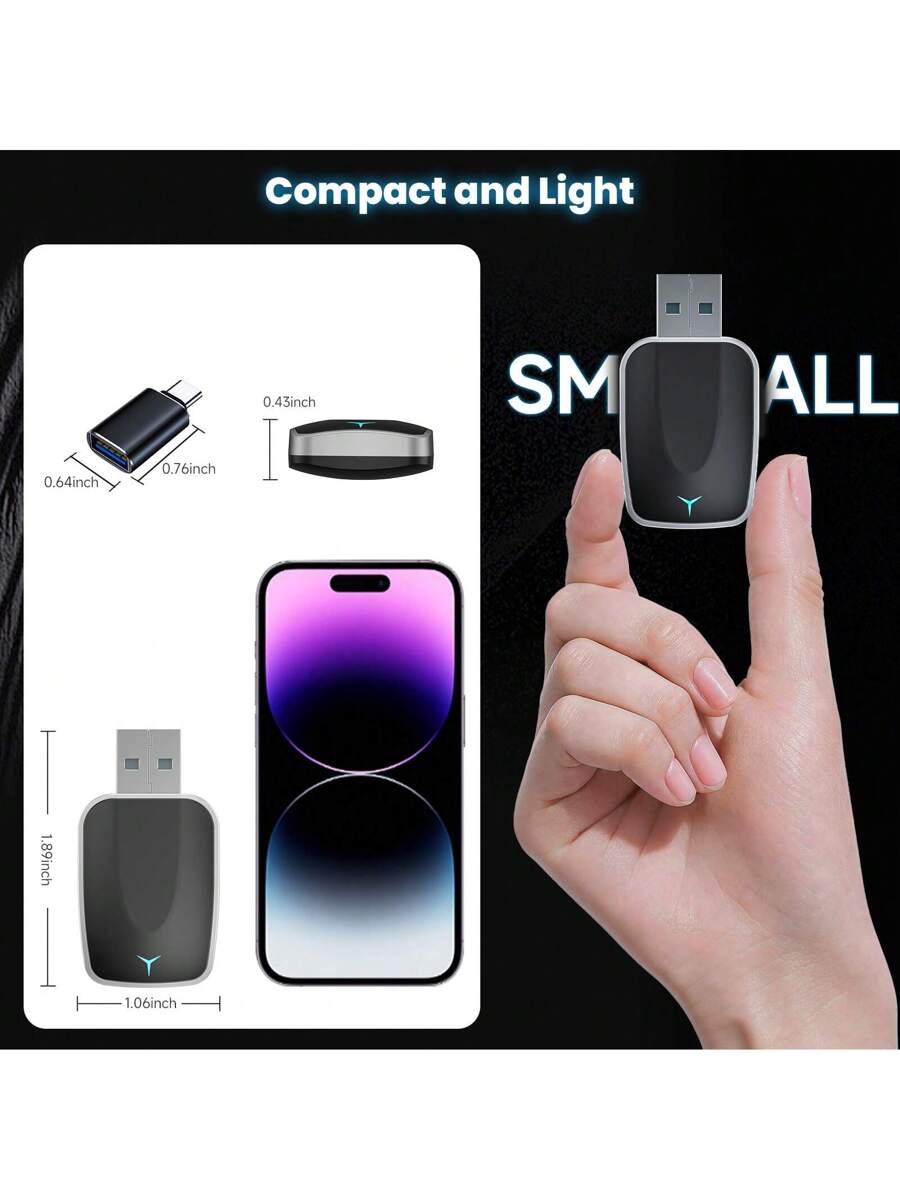 Wireless CarPlay & Android Auto Adapter - 2-in-1 USB Dongle for 2016+ Cars