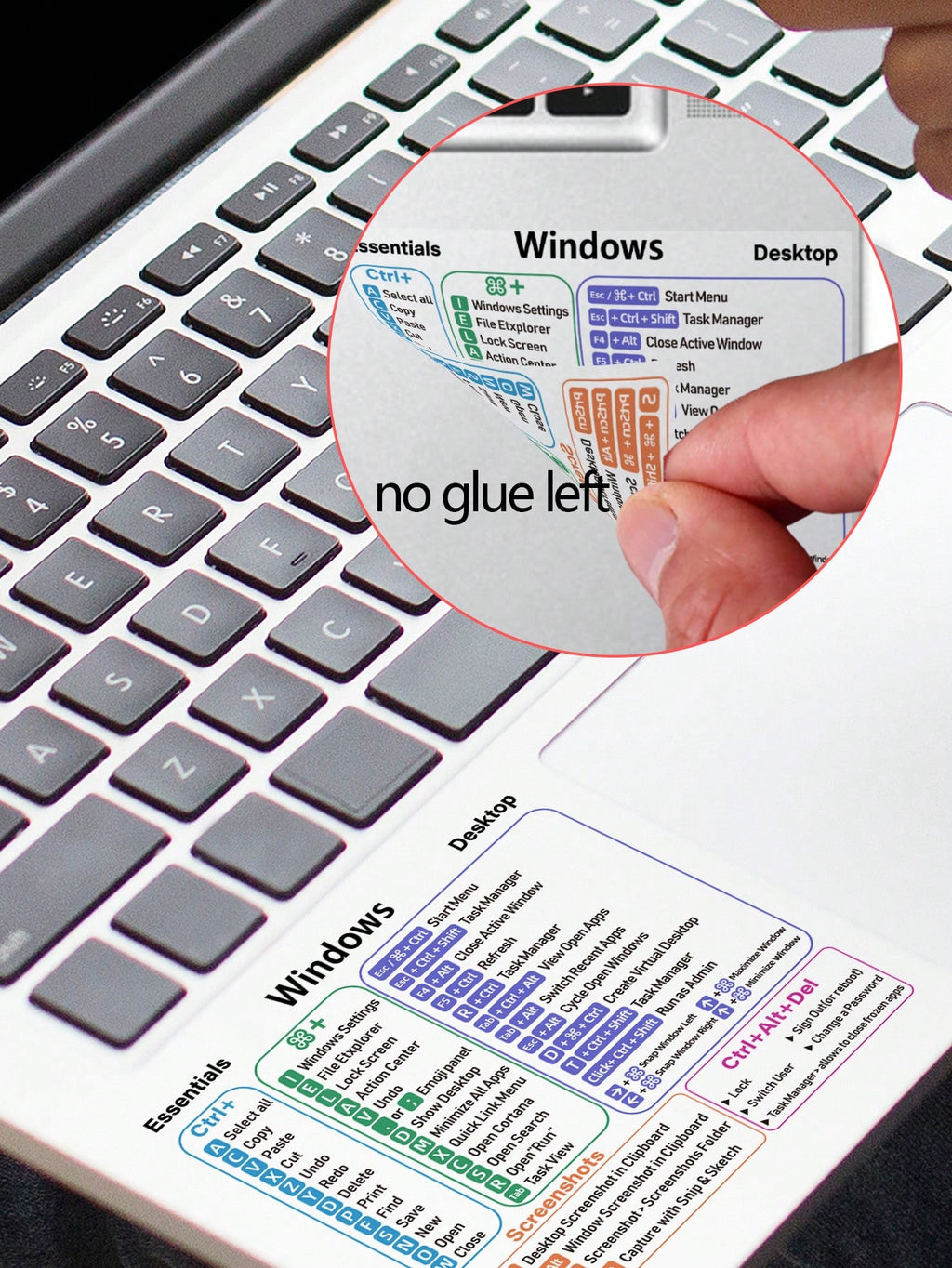 Laptop Keyboard Shortcuts Sticker - Transparent Quick Reference Guide