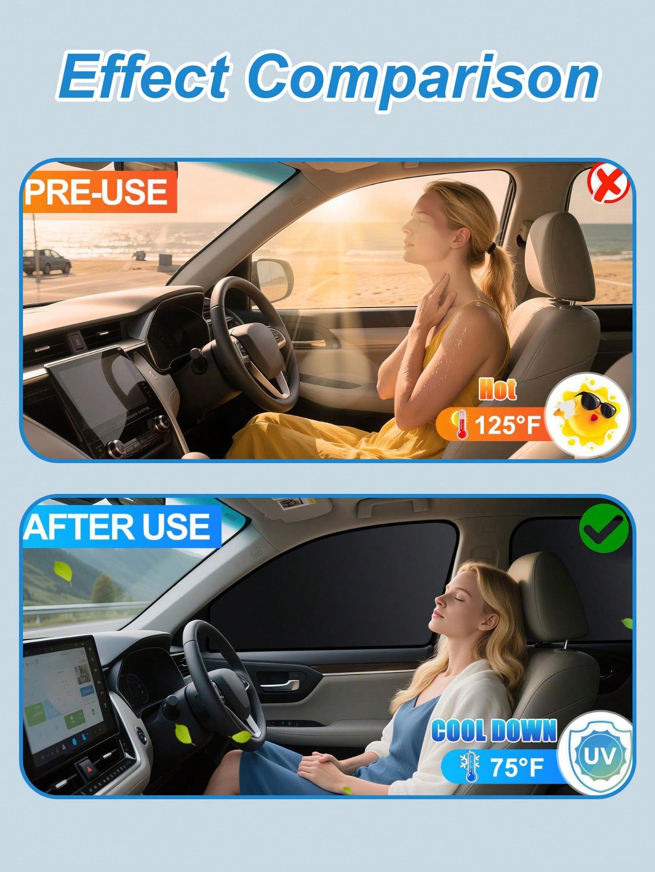 Magnetic Blackout Car Window Curtains - Privacy Sunshades for SUV & Sedan