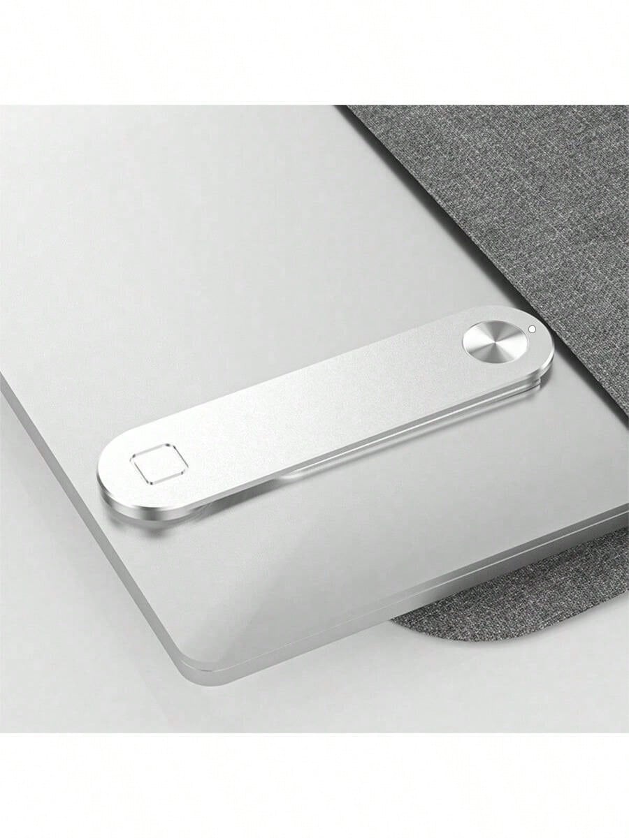 Magnetic Laptop Side Phone Stand - Portable Dual-Screen Clip Holder Silver