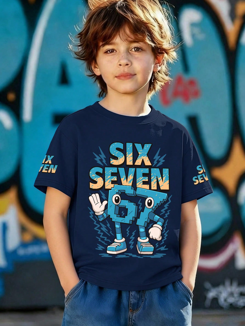 Boys Pixel 67 Graphic T-Shirt - Soft Cotton Summer Tee
