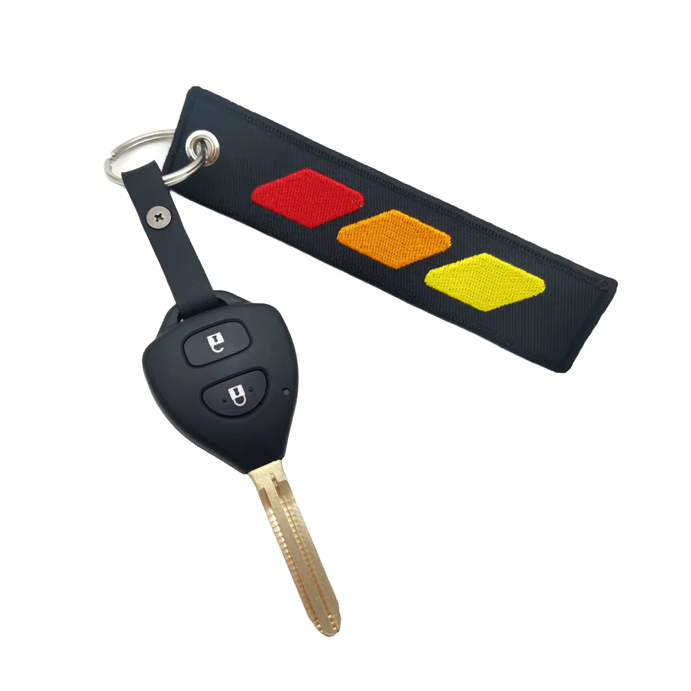 JDM Racing Key Tag Lanyard - Tri-Color Embroidered Keychain