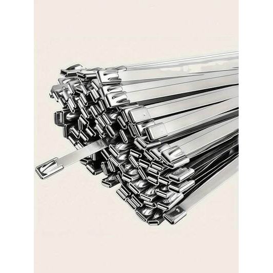 100PCS Heavy-Duty Stainless Steel Cable Ties (Rustproof, High-Temp Resistant)