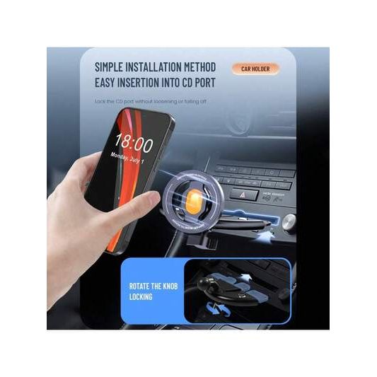 Magnetic Car Phone Holder - CD Slot Mount One-Hand Operation