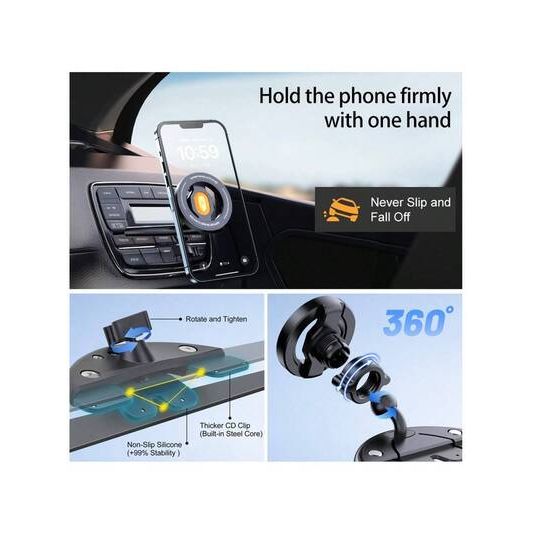 Magnetic Car Phone Holder - CD Slot Mount One-Hand Operation